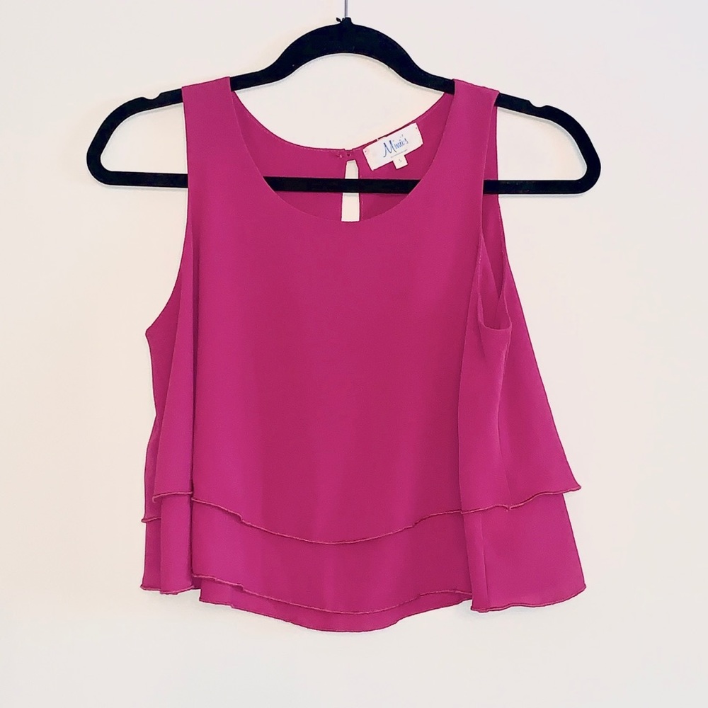 Fuchsia layered cropped tank